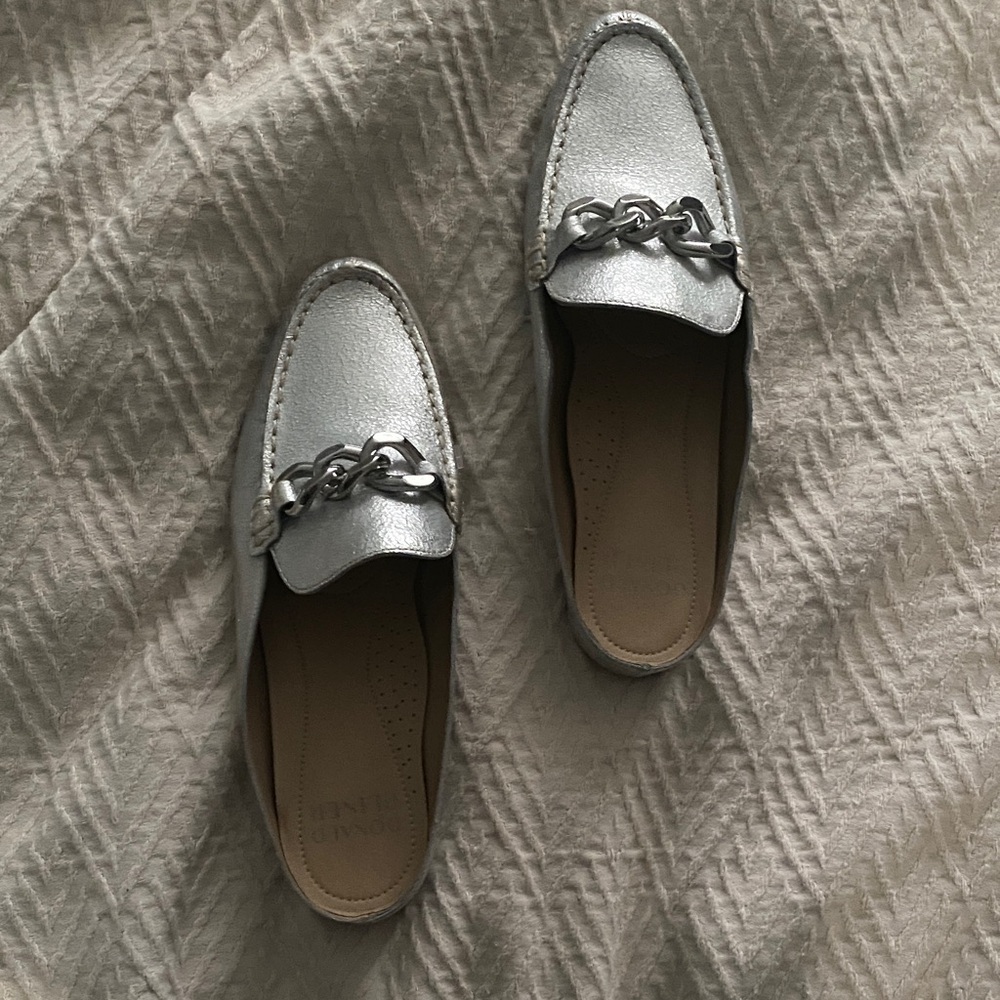 DONALD PLINER Silver Leather Bless Mule Shoes - 7.5 NEW